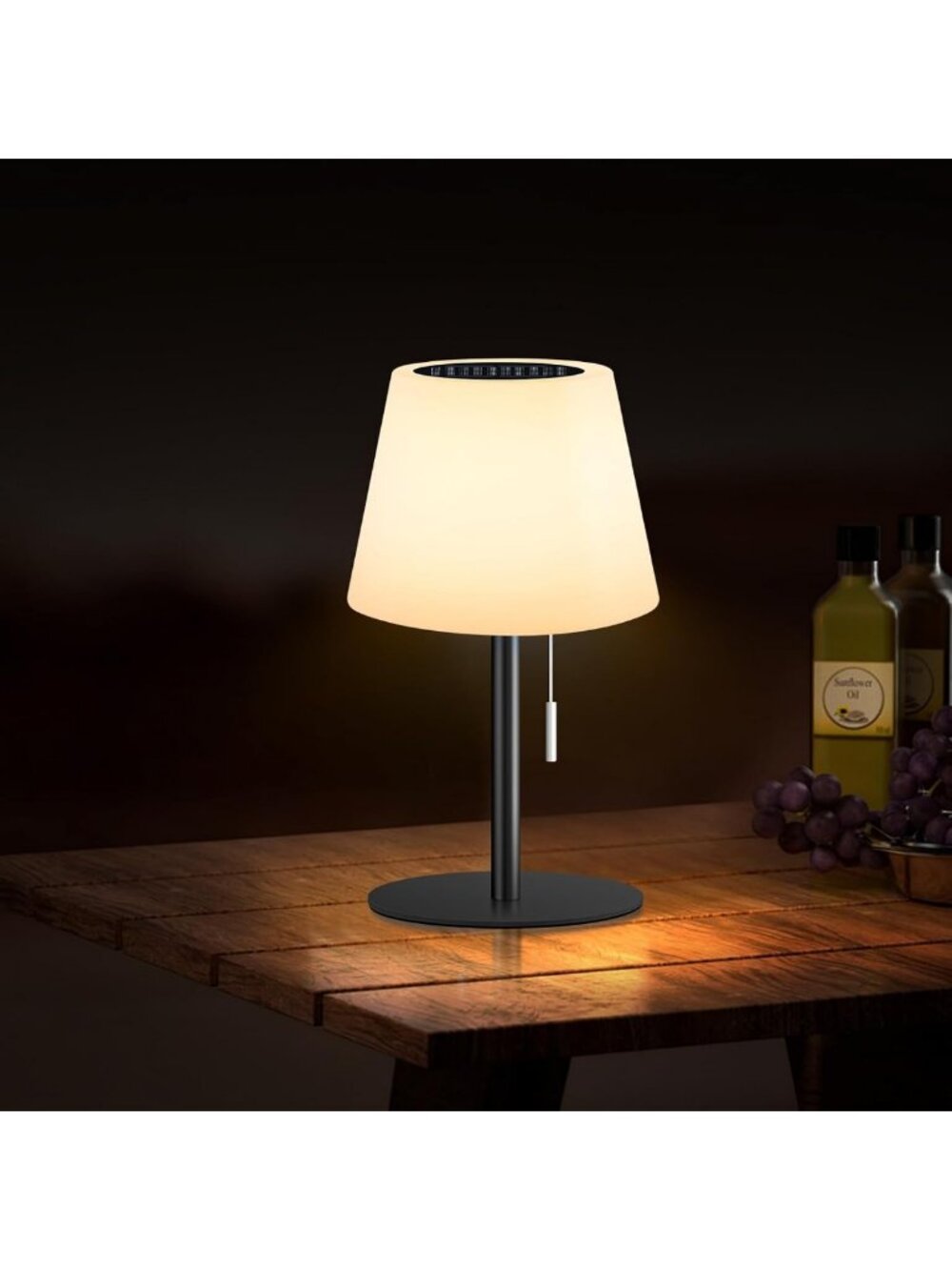 Dimmable Solar Table Lamp for Outdoor Patio - Waterproof, Rechargeable, LED
